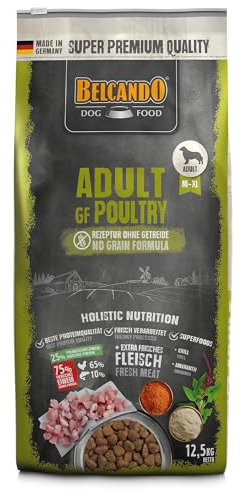 BELCANDO Adult GF Poultry [12,5 kg] getreidefreies Hundefutter | Trockenfutter ohne Getreide mit Geflügel | Alleinfuttermittel für ausgewachsene Hunde ab 1 Jahr
