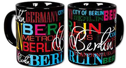 Tasse Mug Cup Berlin Schriftzug Neon Souvenir (Schwarz)