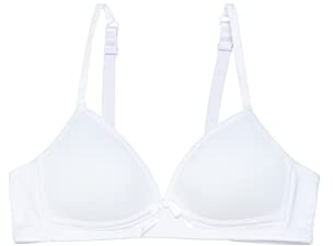 Channo Niña Sujetador Top Básico de Algodón, Sin Aros y con Tirantes Ajustables Copa A - Pack de 1, Blanco, 70A