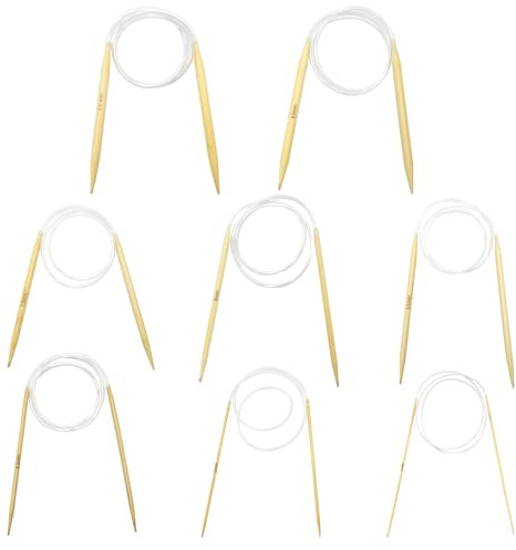 YXHZVON Ferri da Maglia Circolari in Bambù 80cm, 8 Pezzi Ferri da Maglia a Doppia Punta, Set di Ferri da Maglia Circolari bambù per Principianti e Professionisti（2/2,5/3/4/5/6/7/8 mm）