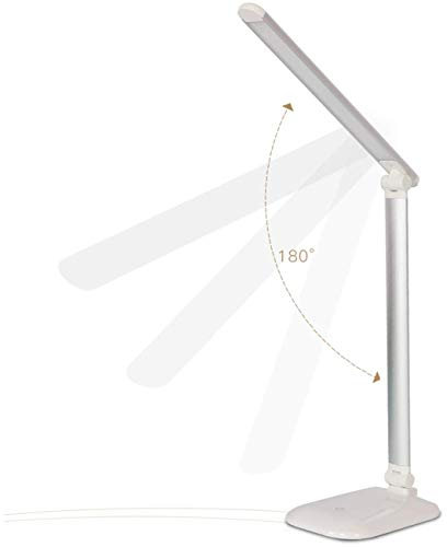 HWSY Lampada da Tavolo a LED, 3 Livelli di luminosità, Lampada da Tavolo a LED dimmerabile con Funzione di Memoria operativa del Pannello a sfioramento, Luce di Lettura Ideale per Lettori, Bambini,
