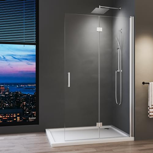 Walk in Dusche 100x195 cm Faltbar Duschtrennwand aus 6mm ESG-Sicherheitsglas mit Nano Beschichtung Walk In Duschwand