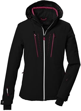killtec Skidjacka/funktionell jacka för kvinnor med dragkedja med huva, snöfall och underarmsventilation, KSW 41 WMN SKI JCKT, svart blå, 42, 41974-000