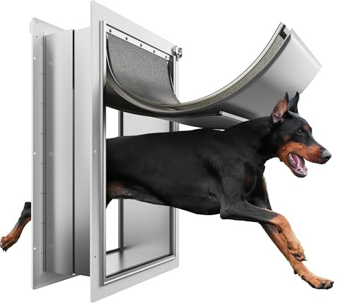 XL Pet Door for Wall Dog Door, 3-Flap XLarge Doggie Door for Exterior Wall, All-Metal Frame and Telescoping Tunnel,Pets Up to 220 Lb (Extra Large Size)