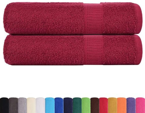 vidaXL Essuie-Mains 2 pcs Bordeaux 50x100 cm 360 g/m² 100% Coton, essuie-Mains, Serviette de Bain, Ensemble de Serviettes de Bain, Serviette
