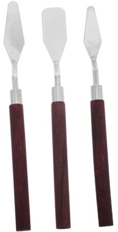 WEKAMOS 3 Stücke Ölfarbenschaber Lackkratzen Lernmesser Farbmischschaber Malmesser Künstlerpalette Messer Ölfarbe Malwerkzeuge Anstrich-Mischschaber Werkzeuge zum Malen von Texturen Metall
