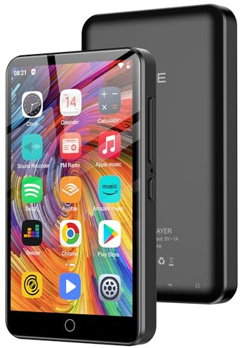 MP3 Player with Bluetooth and WiFi, 80GB Android MP3 MP4 Player, 4.0 Kids Music Player with Spotify, YouTube, Amazon Music, Deezer, Play Store, Speaker, FM Radio, Support Up 1TB