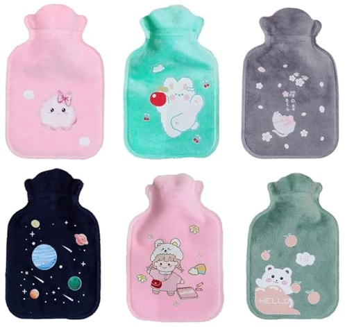 Lot de 6 mini bouillottes pour les déplacements, 300 ml, idéales pour les enfants, les adultes et les personnes âgées, parfaites pour l'hiver, le camping et les activités de plein air
