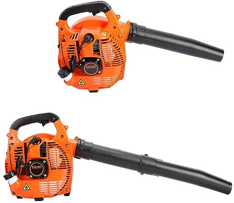 Soplador de hojas de gasolina de 26 cc, soplador de hojas de mano 2 en 1 y aspiradora con potente motor para limpieza de jardín y patio, color naranja