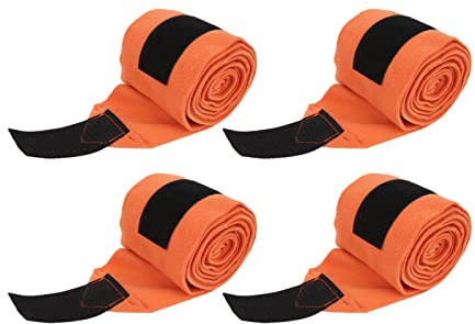 CHICIRIS Self Adhesive Horse Leg Bandages Compression Support for Training and Exercising Fleece Material 4pcs (Orange)