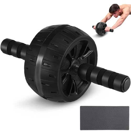 YARNOW Rouleau de Fitness Abdominal avec Coussin Genouillère, Entraînement du Tronc Ergonomique en Acier Pp-ter et Mousse pour Exercices Efficaces à Domicile
