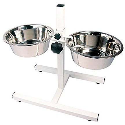 Rosewood Chien Gamelle Double à Hauteur Réglable Grands Écuelles - Argenté