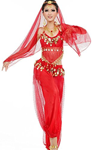 Astage Mujer Desgaste De La Danza Del Vientre Pantalón Deportivo Harem Ropa Rojo