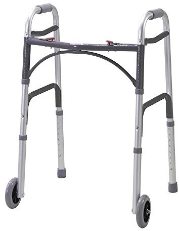 NRS Healthcare Lightweight Height Adjustable Folding Walking Frame With Wheels