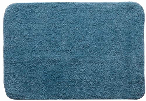 Spirella Badteppich Badematte Duschvorleger 100% Baumwolle Hochflor | flauschig | rutschhemmend | geeignet für Fußbodenheizung | 50x70 cm | Nachtblau, Blue, 50x70x1 cm