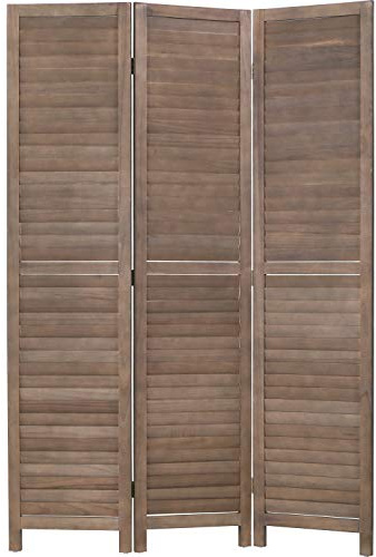 3 Panel Wood Room Divider 4.3 Ft Tall Privacy Wall Divider 67.7 x 16.9 Each Panel Folding Wood Screen for Home Office Bedroom Restaurant （Brown）