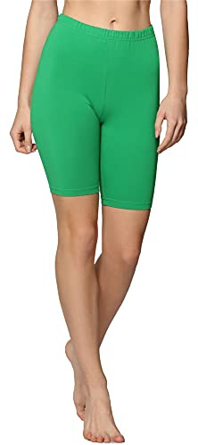 Bellivalini Damen Kurze Leggings aus Baumwolle BLV50-157 (Grün,XXL)