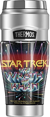 Star Trek Wrath of Khan Logo THERMOS STAINLESS KING Stainless Steel Travel Tumbler, Vacuum Insulated & Double Wall, 16oz