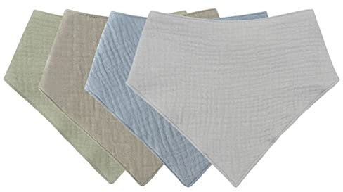 Uposao Haklapp, babyabsorberande triangelduk, 4 stycken mjuka och absorberande muslinhalsdukar med 2 justerbara tryckknappar, baby, triangulära dukar, present för pojkar, flickor
