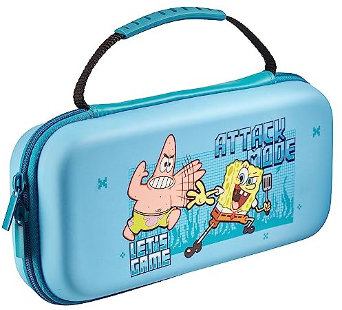 Numskull Official Spongebob Squarepants Hard Shell Travel Case for Nintendo Switch and OLED Model 2021 Console - Fits 10 Games and Switch Accessories