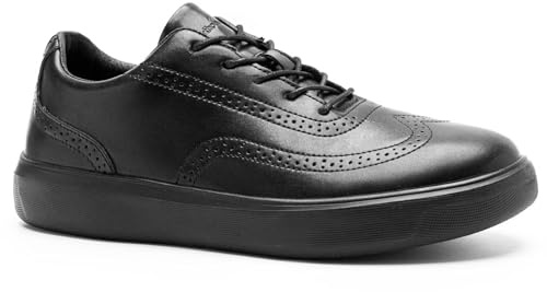 Men's Orthopedic Leather Dress Shoes with Arch Support: Walking Shoes with Soft Insoles for Neuropathy, Lightweight Lace Up Fashion Sneakers for Shock Absorber Black Size 14