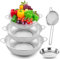 POKIENE Colander Stainless Steel, Metal Colander Strainer Set of 5, 2/3/4 Quart Colanders with Handle, Metal Sieve & Disc, for Kitchen Pasta/Vegetable/Rice/Fruit/Food, Dishwasher Safe