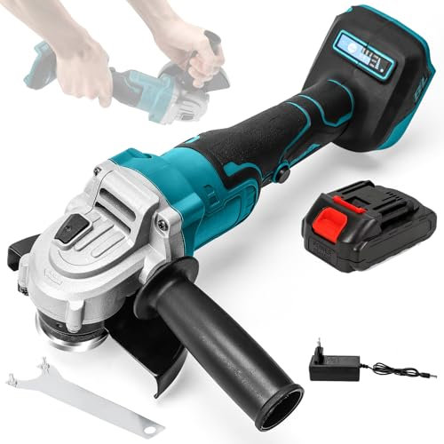 Akku-Winkelschleifer, 125 mm, 18 V, Winkelschleifer, 12000 U/min, elektrisch, bürstenlos, Schleifer, zum Schneiden und Polieren von Keramikfliesen, Holz, Stein und Stahl (Akku x 1)