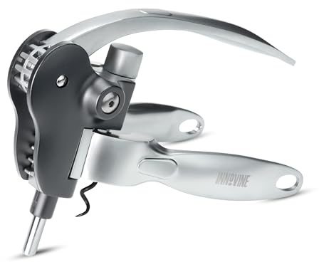 Innovine Horizontal Lever Corkscrew Wine Opener with Ergonomic Handle, Modern Design, Durable Die-Cast Zinc Construction for Home Bar, Kitchen, Outdoor Party, Housewarming Gifts, Travel, Set of 1