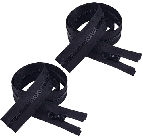 DOITEM Cremallera, 5 unidades de cremalleras de plástico con dientes de 5 mm, tamaño medio divisible para chaquetas (azul marino, 65 cm)