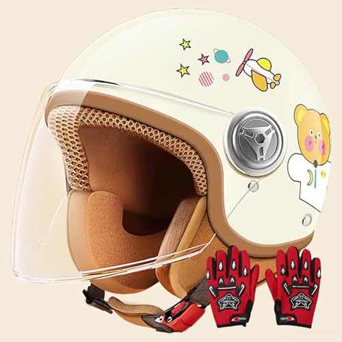 Casco Da Moto Per Bambini, Casco Da Moto Aperto Certificato ECE Con Visiera E Cinturino A Sgancio Rapido, Adatto Per Casco Da Scooter Per Ragazzi E Ragazze 2,48~55cm