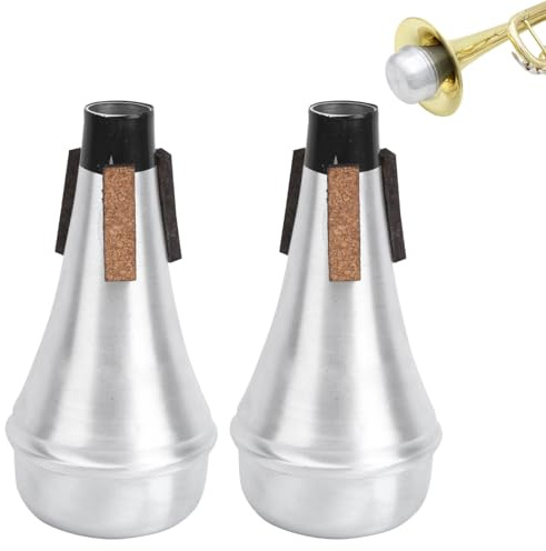 Silenciador recto de trompeta de 2 piezas, silenciador de trompeta de aleación de aluminio, pieza de instrumento musical para estudiantes y principiantes M25 Silver S