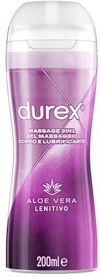 Durex Massage 2 in 1, Gel Lubrificante Intimo a Base Acqua e Gel per Massaggi, con Aloe Vera, 200 ml