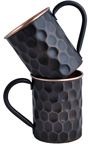 STAGLIFE Schwarzer Kupferbecher Reines Kupfer Moskau Mule Becher 2er Set für Herren Copper Moscow Mule Mugs Set Kupfertasse