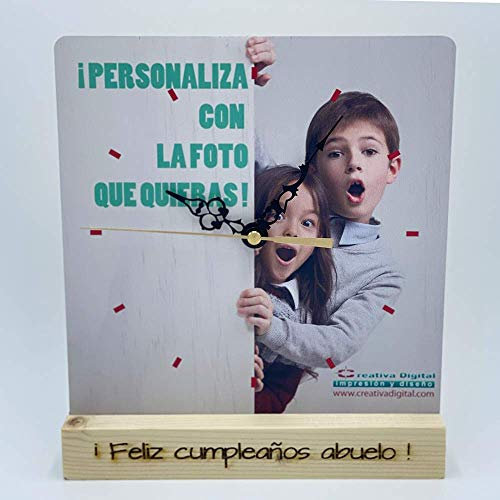 CREATIVA DIGITAL IMPRESION Y DISEÑO Orologio personalizzato con la tua foto stampata in legno e incisione laser nella base