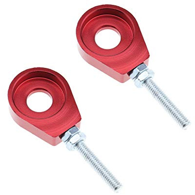 YINETTECH Röd kedjespännare justerare M6 15 mm inre diameter CNC för 110 cc 125 cc pit dirt bike XR CRF 50 70 cykelskoter 1 par