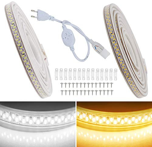 FOLGEMIR 30m LED Band Kalt Weiß, 5630 SMD 180 Leds/m Streifen, 220V 230V LED Strip, sehr helle Beleuchtung, IP65 wasserdicht