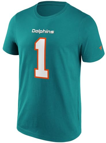Fanatics - NFL Miami Dolphins Tagovailoa Name & Number Graphic T-Shirt - Türkis Farbe Türkis, Größe XL
