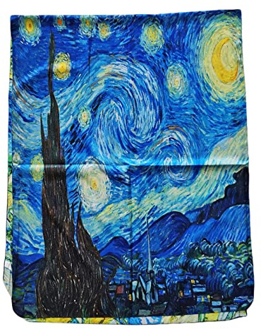 Toocool Sciarpa Stola Unisex Klimt Van Gogh Frida Monet Foulard con quadri famosi 70x180 cm Scialle Opere d'Arte Raso YH [Taglia unica, Yh-100 Cielo Stellato]