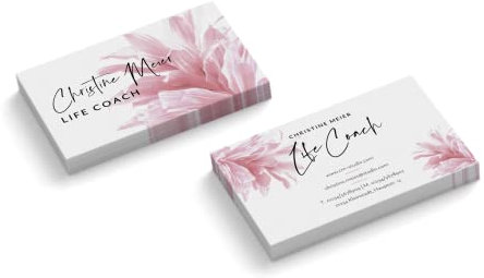 Visitenkarten | 350 g Qualitätsdruck | 2-seitig | Text + Farbe sofort anpassen | 85 x 55 mm | sofort gestalten | Design Pink Flower | hochwertig (100 Stück)