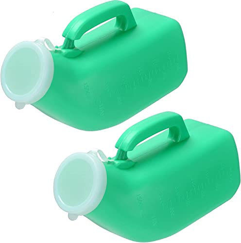 Tovee 2 Pack Urinals for Women and Men Spill Proof,Portable Urine Bottle Bed Pan with a Lid and Funnel,Car Mobile Toilet Urinal,Green, 1.0 count