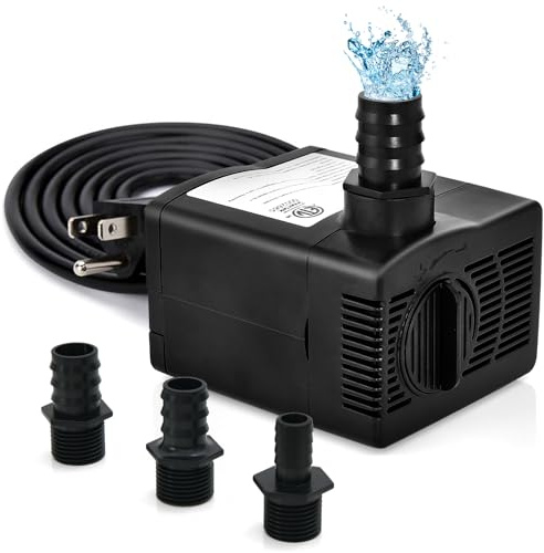COSTWAY Akvariepump, 30 W, minivattenpump, 1450 l/h, med 2,5 m hög slaglängd och 1,83 m strömkabel och 3 munstycken, kattfontän, pump, dricksfontän för akvarier, hydrokultur, damm, fontän (30 W – 1450
