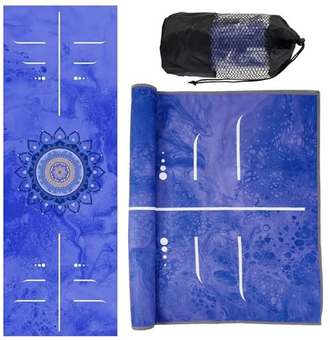 Yoga-Handtücher, rutschfest, mit Griffpunkten, super saugfähig, weiche Mikrofaser, Yoga-Decke für Pilates, Fitness und Workout, 183 x 61 cm