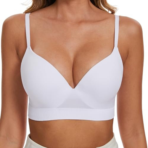 SEAGETTINO Nahtloser Push Up BH für Frauen Strap Multiway Convertible T-Shirt BH Tiefer V-Ausschnitt Bügel Plunge BH