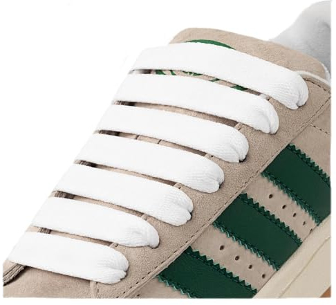 Puzeam 2 Pairs 15 mm Wide Shoe Laces, Flat Fat Trainer Shoelaces, Replacement for Sneaker and Skate Shoes Snow White 100