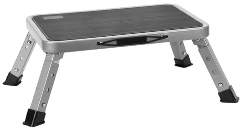 QWORK® Marche Pied, Marchepied Réglable en Hauteur, Echelle Escabeau Pliable avec Plateforme Antidérapante, pour Camping, Maison