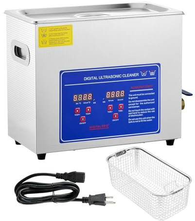 Kommerzieller Ultraschallreiniger 6L, Ultraschallreinigerlösung 40 kHz mit digitalem Timer und Heizung, für die Reinigung von Industrieteilen, Instrumenten und Geräten