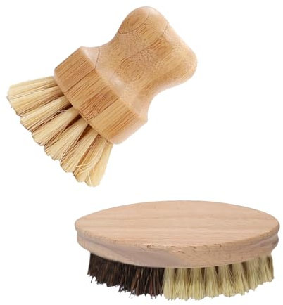 Lot de 2 Brosse à Légumes en Bois Brosse à Pommes de Terre de Haute Qualité Brosse Vaisselle Bois pour Pommes de Terre, Carottes, Légumes