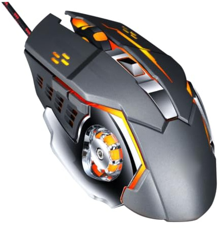 DIYEAH Souris USB Filaire de Jeu 800/1600/2400/3200 Dpi Argenté | Abs et Métal, Plug And Play, Design Ergonomique, pour PC et Ordinateur Portable