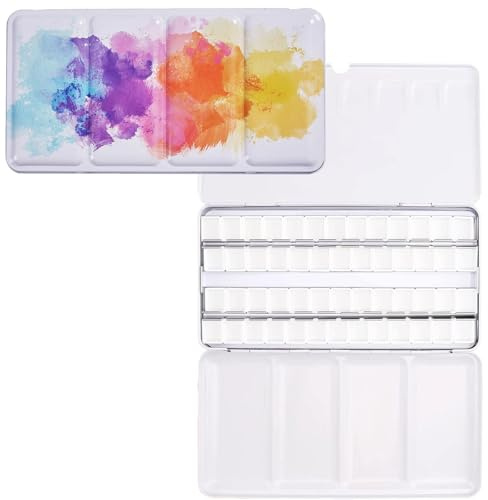 Tavolozza vuota per acquerelli, tavolozza con 52 mezze vaschette, scatola per pittura ad acqua, grande scatola in metallo colorata, per pittura ad acquerello, pittura per bomboniere, arte fai da te