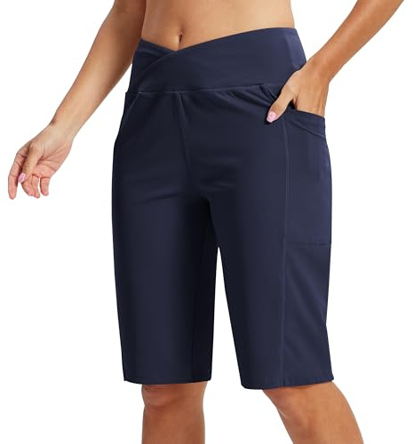 MoFiz Shorts Donna Sportivi Leggins Estivi Donna Corti Bermuda Pantaloncini Pilates Pantaloncini da Yoga Gym Shorts Blu Navy EU M(US S)